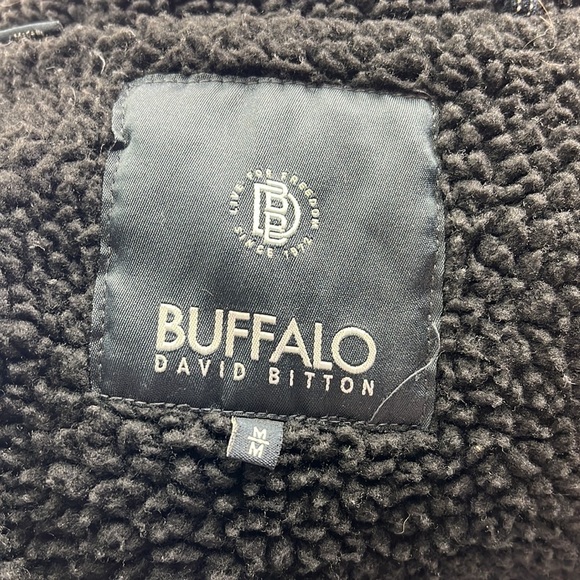Buffalo David Bitton Zip Up Heavyweight Jacket Hoodie Black Mens Size M Sherpa - Picture 5 of 8